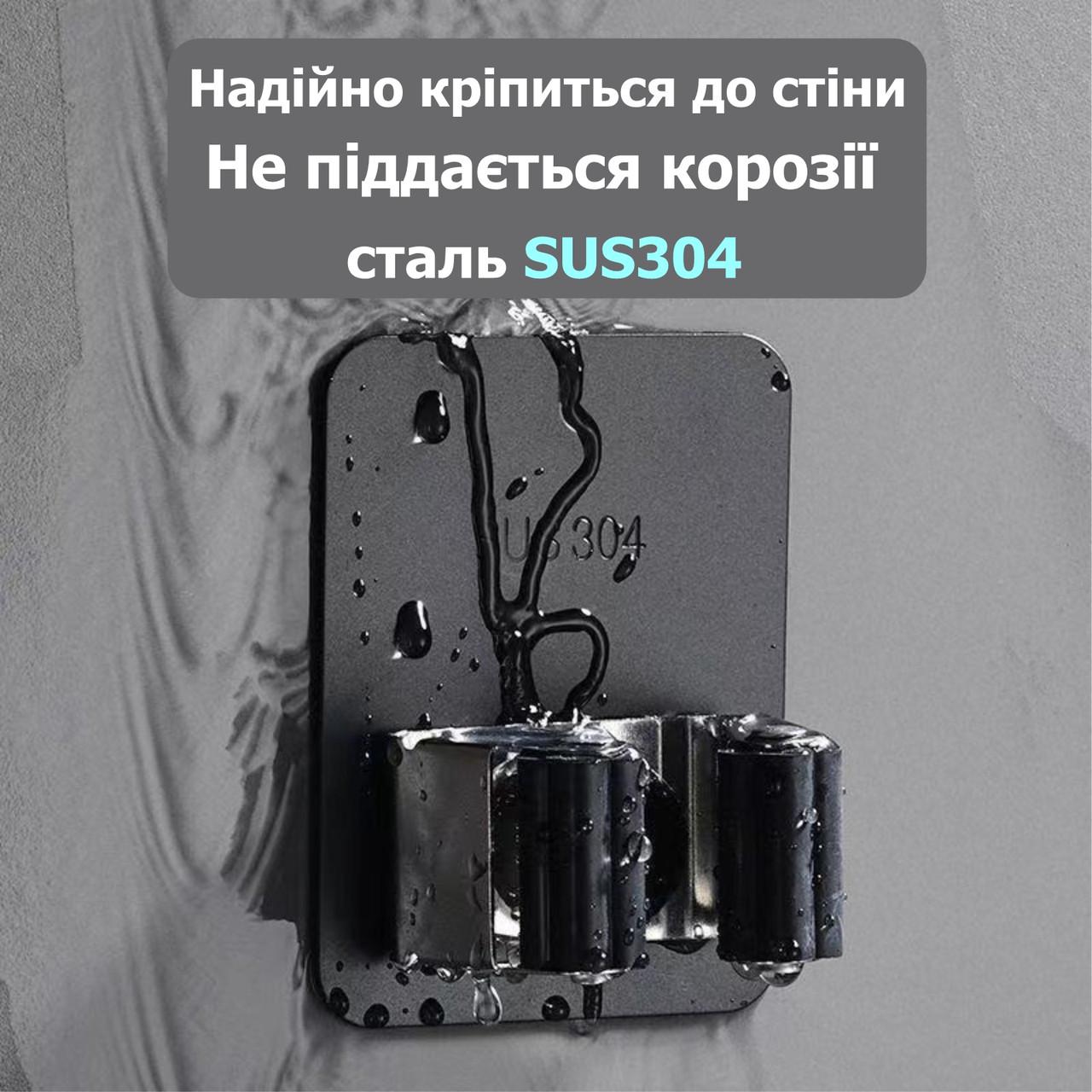 Настенный держатель для швабры SUS304 Black (137810) - фото 2