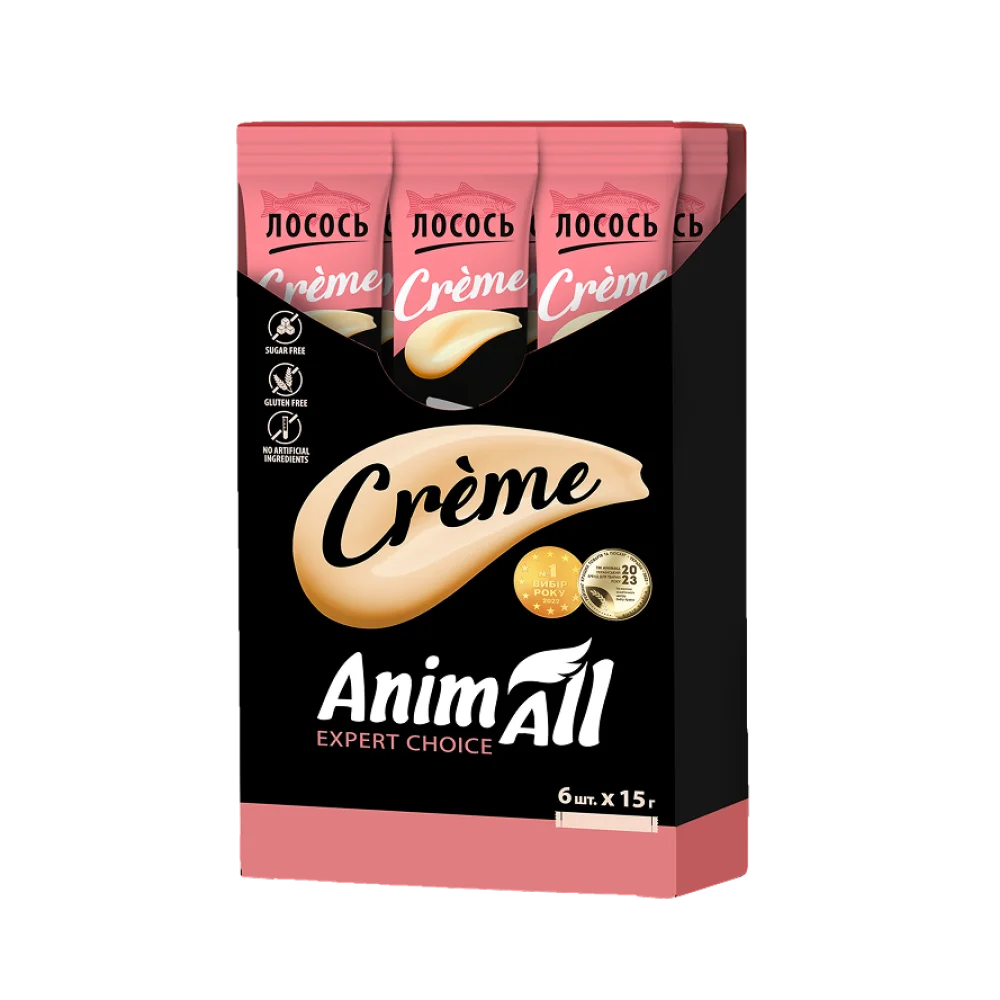 Ласощі для котів AnimAll Сrème зі смаком лосося 6х15 г (176402)