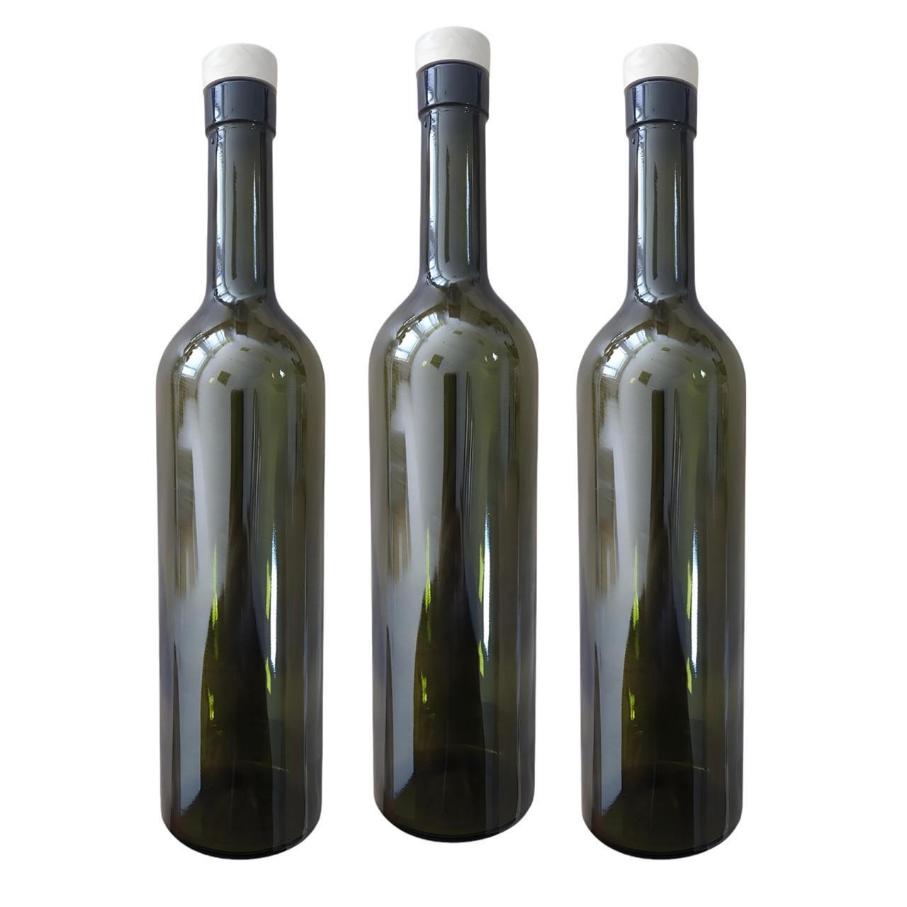 Винна пляшка з пробкою 0,75 л 3 шт. Оливковий (24582099) Винна пляшка з пробкою 0,75 л 3 шт. Оливковий (24582099)