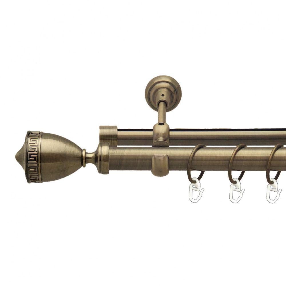 Карниз металлический Orvit Афина двухрядный оппозитный/гладкая профильная труба/кольцо металлическое Антик 25/19 мм 300 см (7524051)