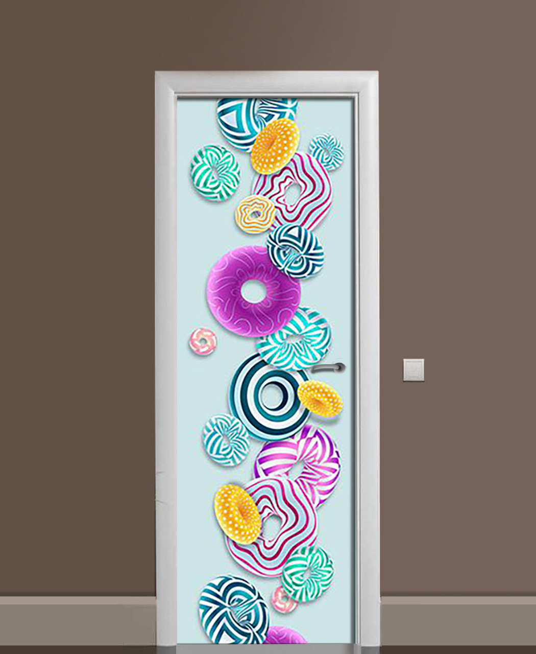 Наклейка 3D на двери Zatarga Геометрические пончики 650х2000 мм (1323466452)