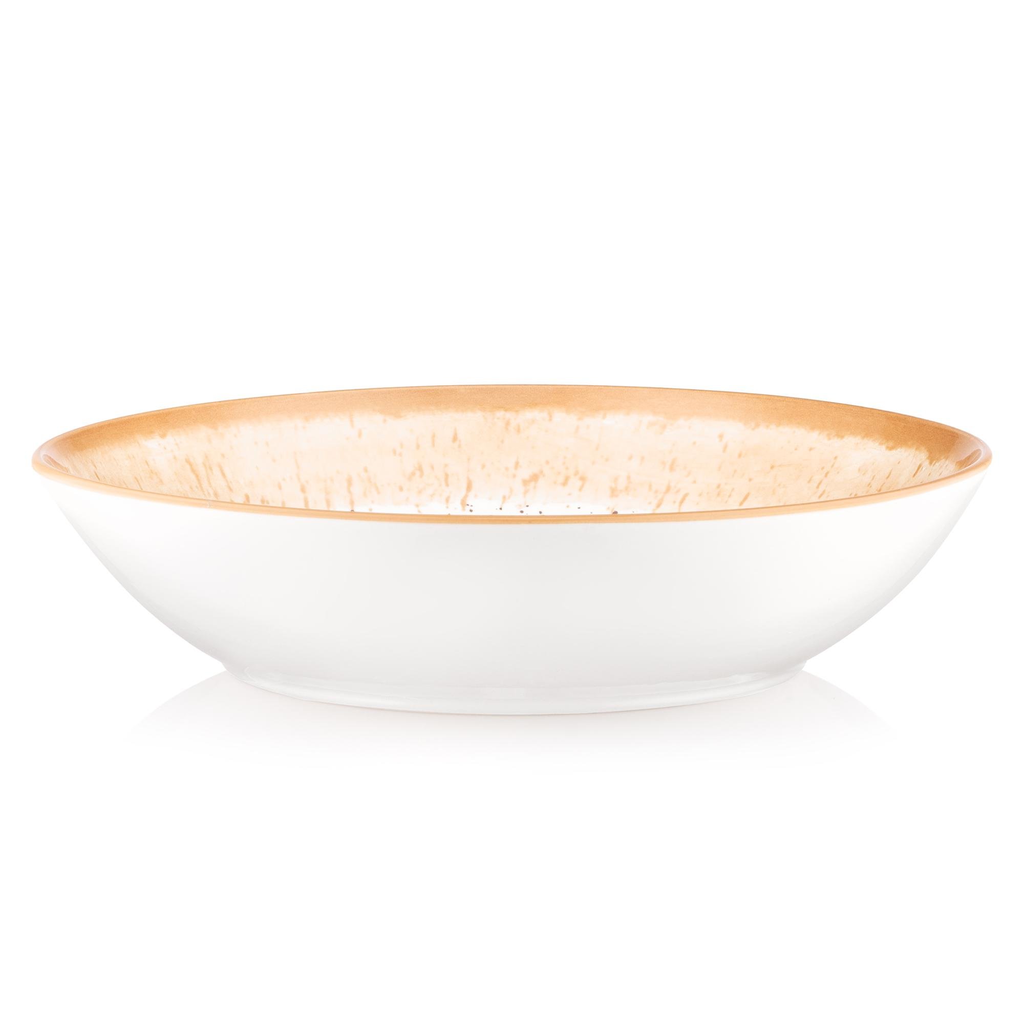 Тарелка суповая Ardesto Siena фарфор 20 см 790 мл Белый с желтым (AR2920SBG)