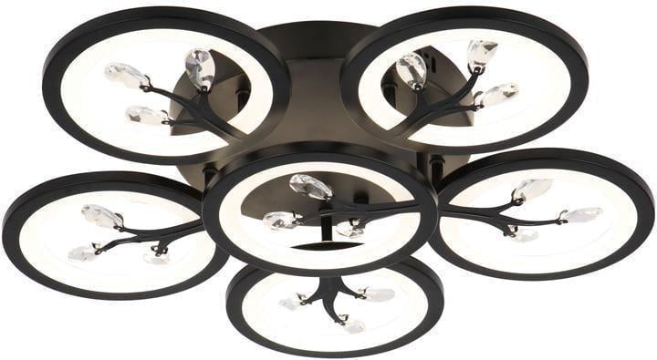 Люстра стельова світлодіодна Valeso G 2780/5+1 BK 120W з пультом акрилові плафони 3000-6500K IP20 120W Чорний (00000139044)