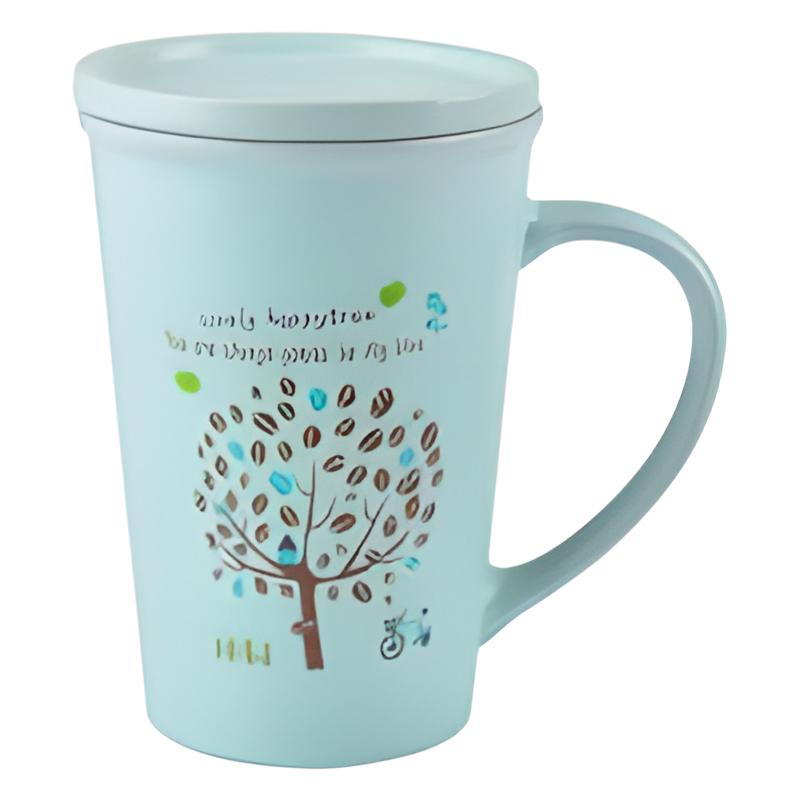 Чашка Limited Edition TREE с крышкой 390 мл Голубой (HTK-047)