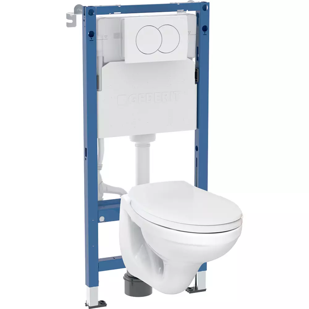 Инсталляция для унитаза Geberit Duofix PRO 20 118.315.11.2 с клавишей Delta01 с подвесным унитазом Idol с сиденьем Duroplast (34857368)