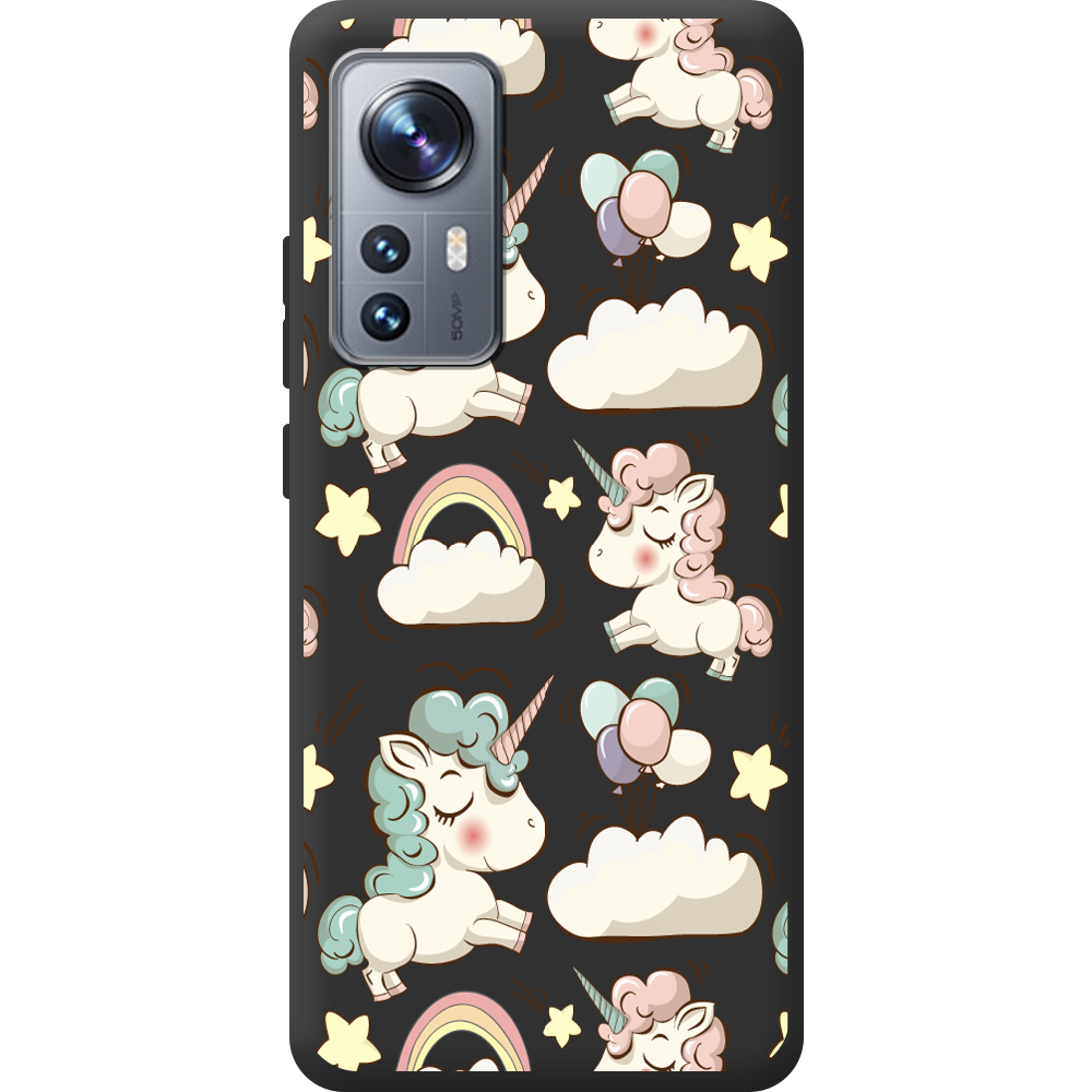 Чехол BoxFace Xiaomi 12 / 12X Unicorns Черный силикон (44529-cc2-44506)
