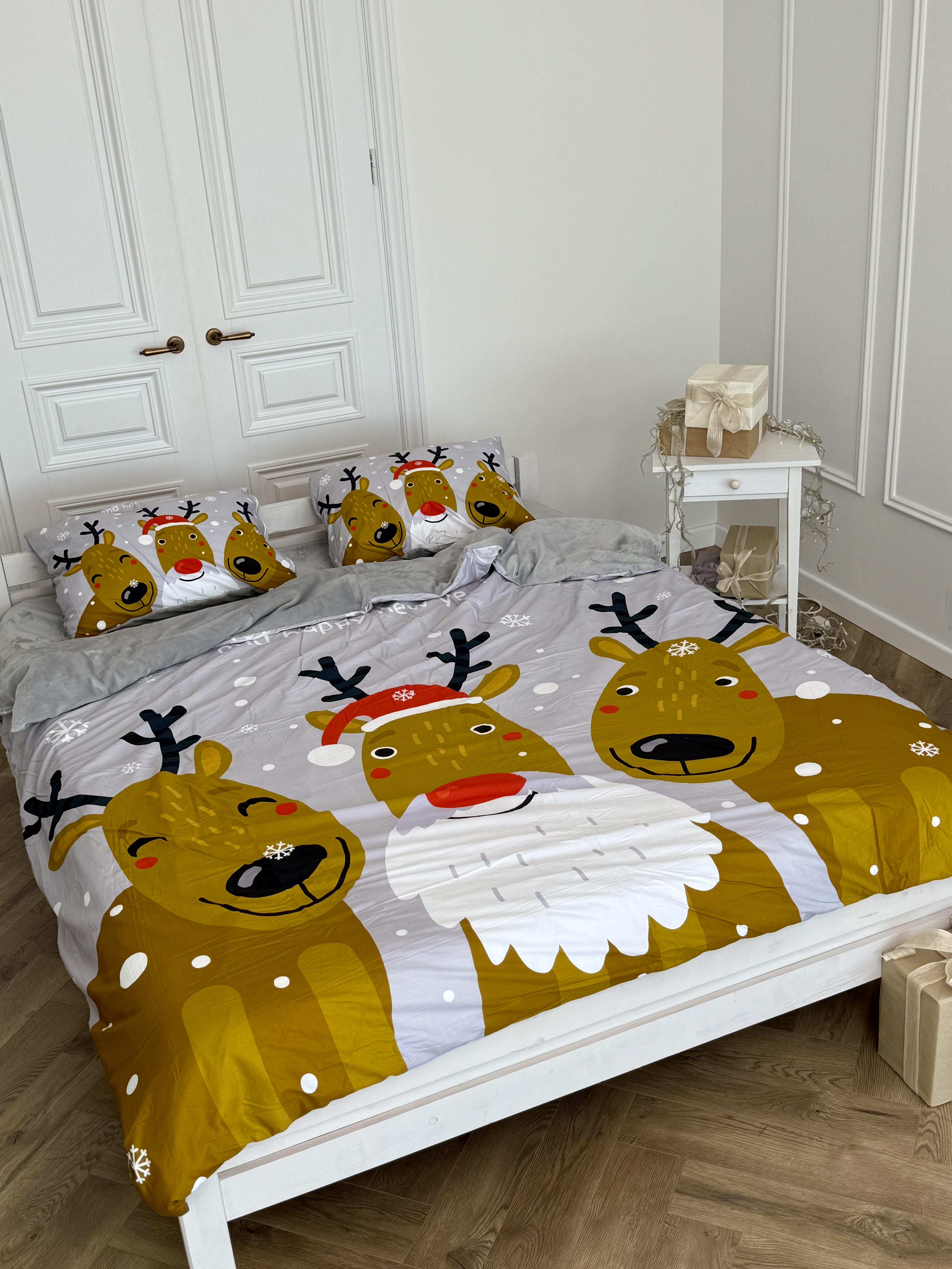 Комплект постельного белья Рождественские Лене плюш/сатин полуторный/наволочки 50х70 см (9008) - фото 6 Комплект постельного белья Рождественские Лене плюш/сатин полуторный/наволочки 50х70 см (9008) - фото 6