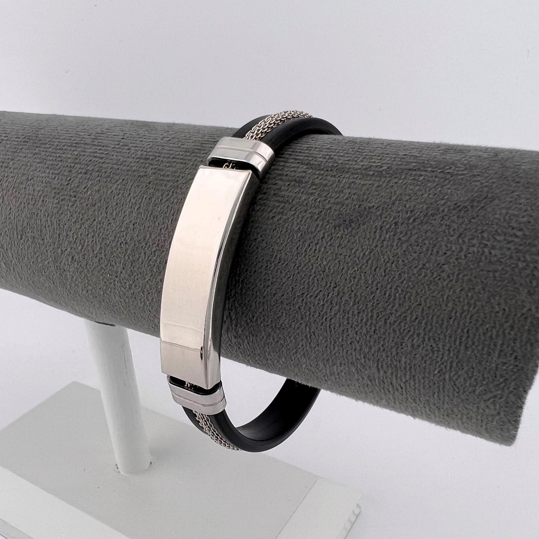 Браслет под гравировку из медицинской стали на силиконовом ремешке 20 см (BSS-085)