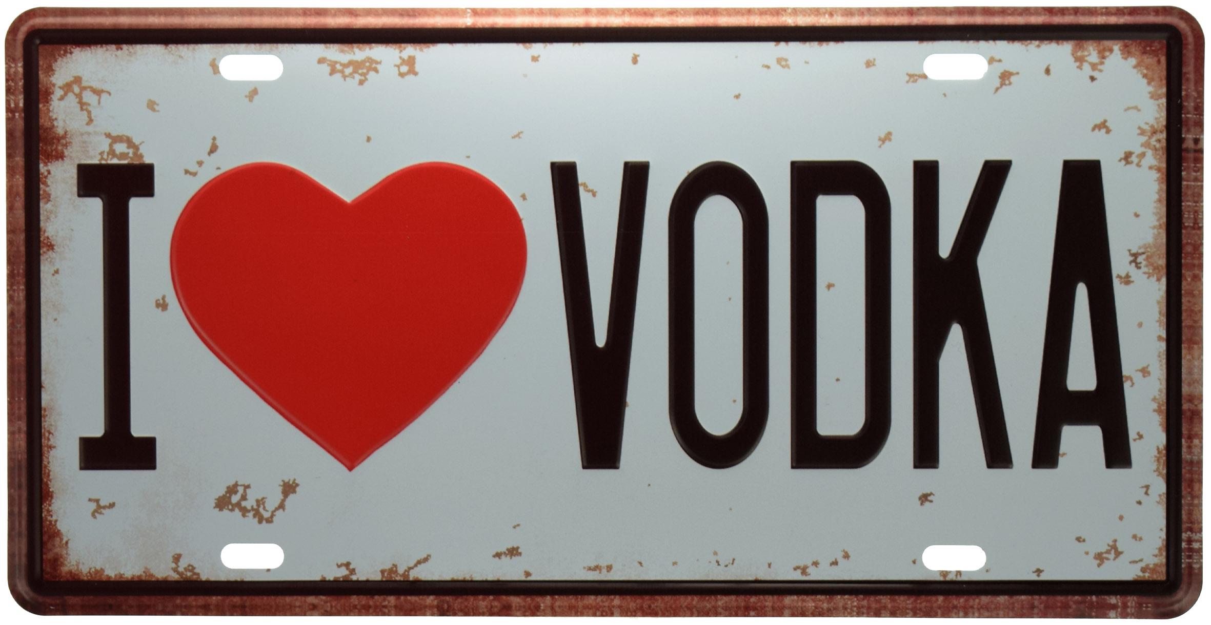 Табличка металлическая Я Люблю Водку 15x30 см