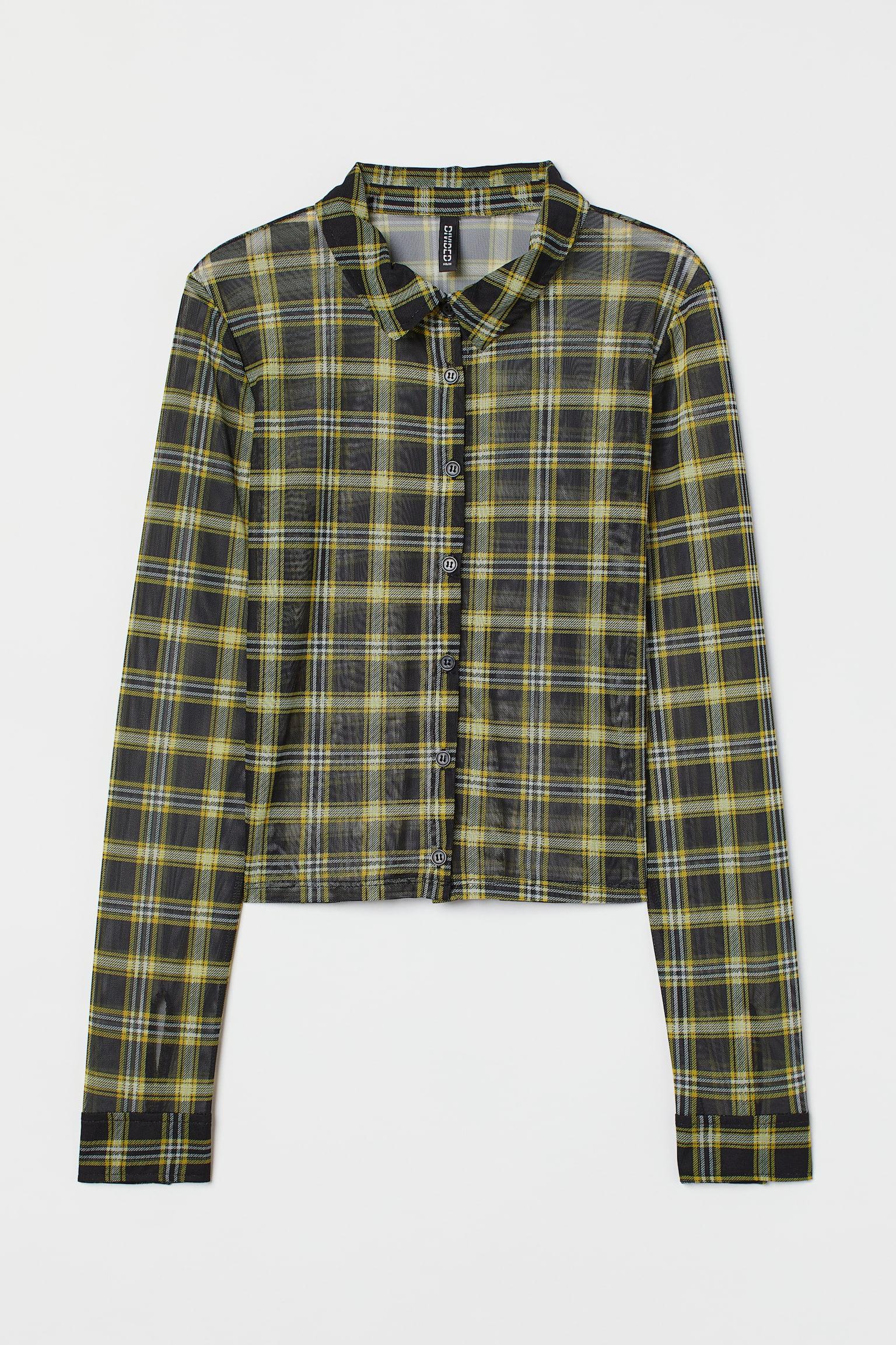 Сорочка H&M 996191П клітинка XXS Чорно-жовтий