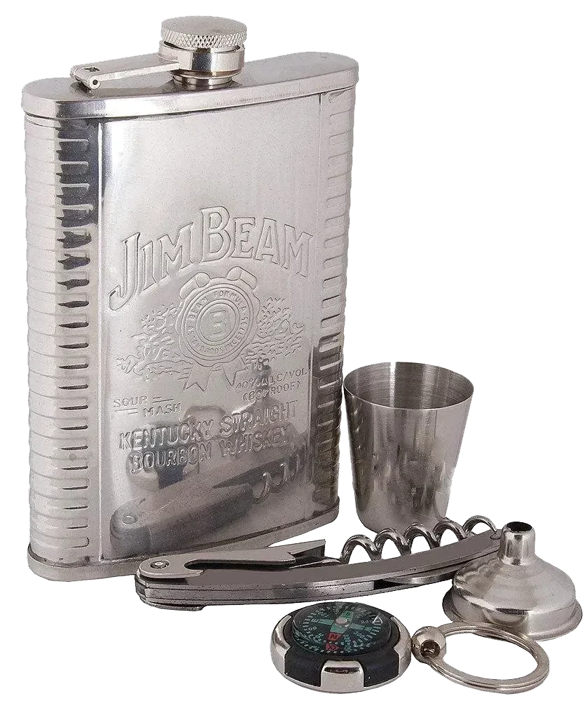 Подарунковий набір Jim Beam фляга 255 мл/компас/мультиніж/чарка (JB25)