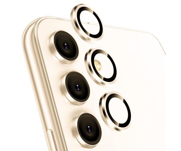 Защитное стекло с рамкой CD Pattern на заднюю камеру для Samsung Galaxy A34 / A14 / A14 5G Золотой