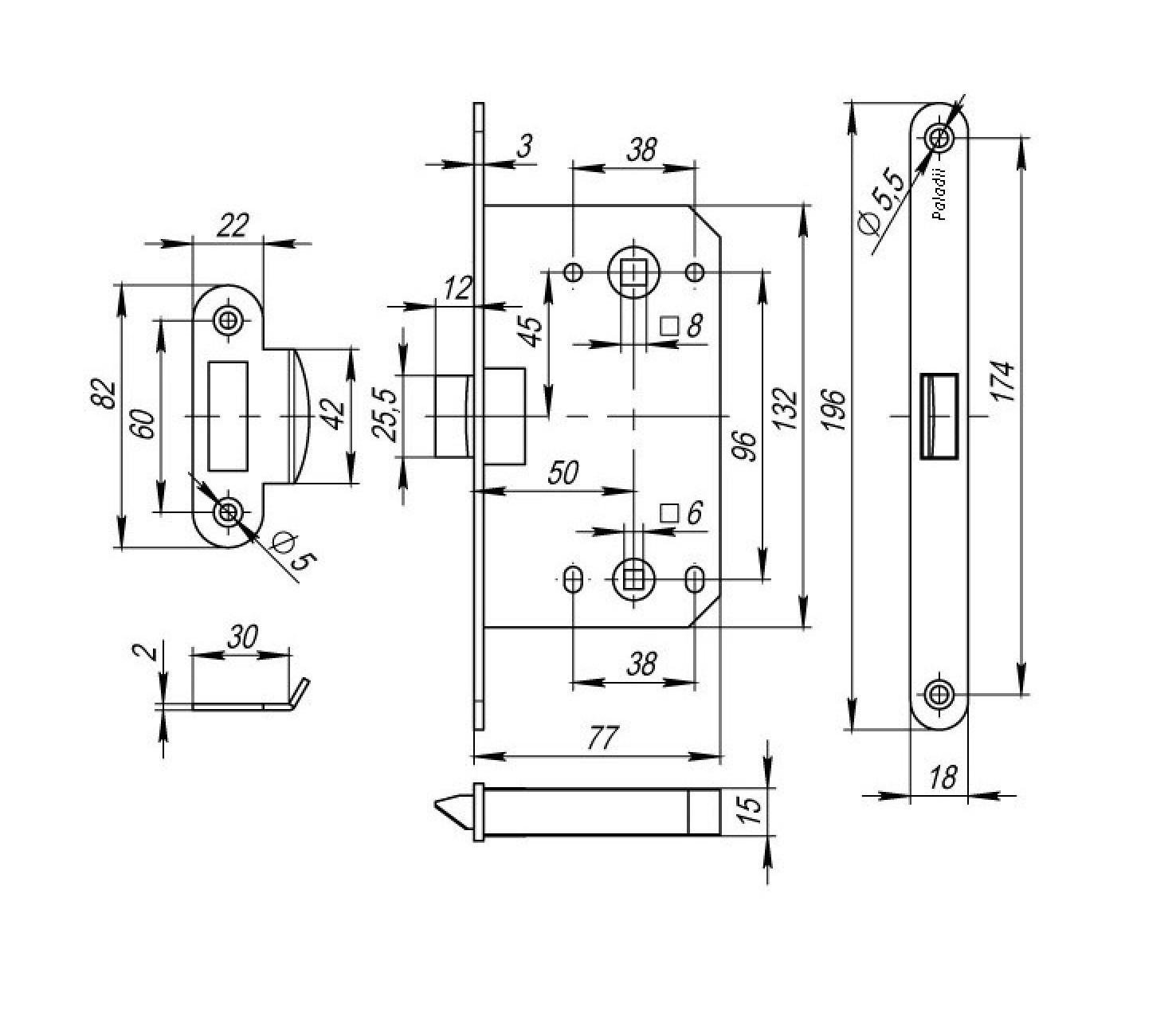 Защелка врезная кевларовая Paladii под фиксатор 96х50 MBN Графитовый (ПМ051) - фото 3