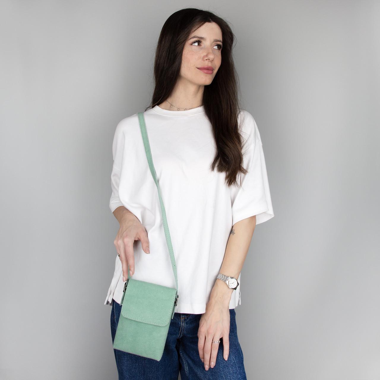 Сумка для телефона женская замшевая Virginia Conti 03804 Зеленый чай (2629431811) - фото 2