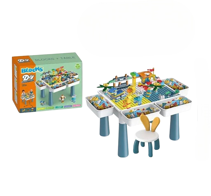 Дитячий ігровий столик багатофункціональний Iblock А 211-3 6в1 з конструктором та стільчиком 262 деталі (2638541485)