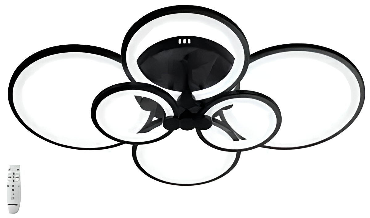 Люстра светодиодная Svet SY-5332/2+2 DIMMER 188W на 6 плафонов-колец с пультом 3000-6000К Черный (15342656)