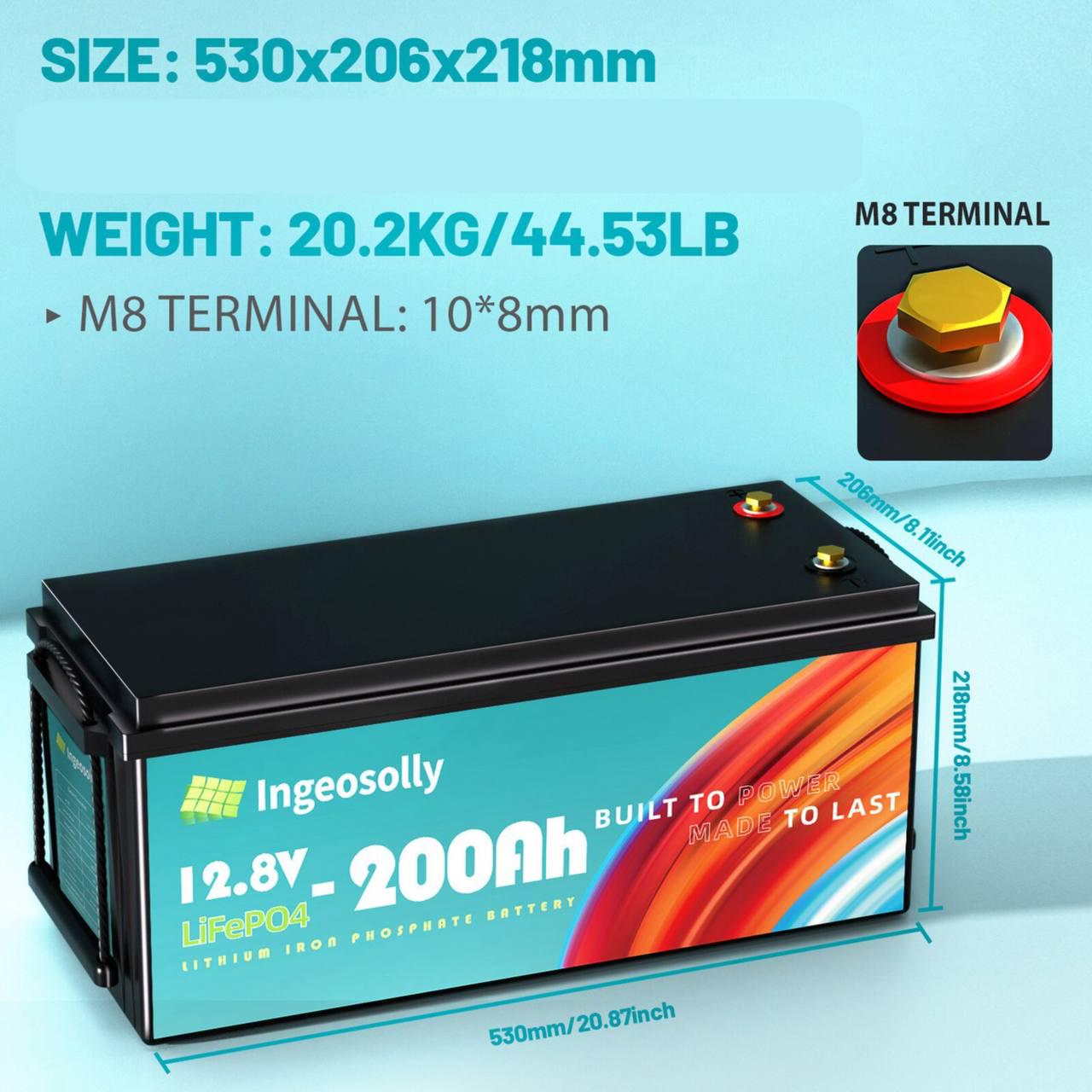 Акумулятор для ДБЖ Ingeosolly LifePo4 200 Ah 12V 2560Wh BMS (AKBS02) - фото 4 Акумулятор для ДБЖ Ingeosolly LifePo4 200 Ah 12V 2560Wh BMS (AKBS02) - фото 4