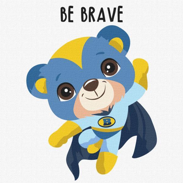 Картина по номерам Идейка Смелый медвежонок 30х30 см в термопакете (KHO6018)