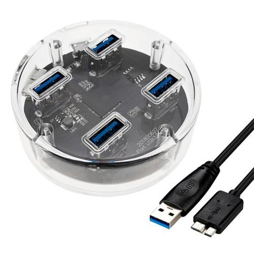 4-портовый USB 3.0 хаб концентратор до 5 Гбит/с прозрачный
