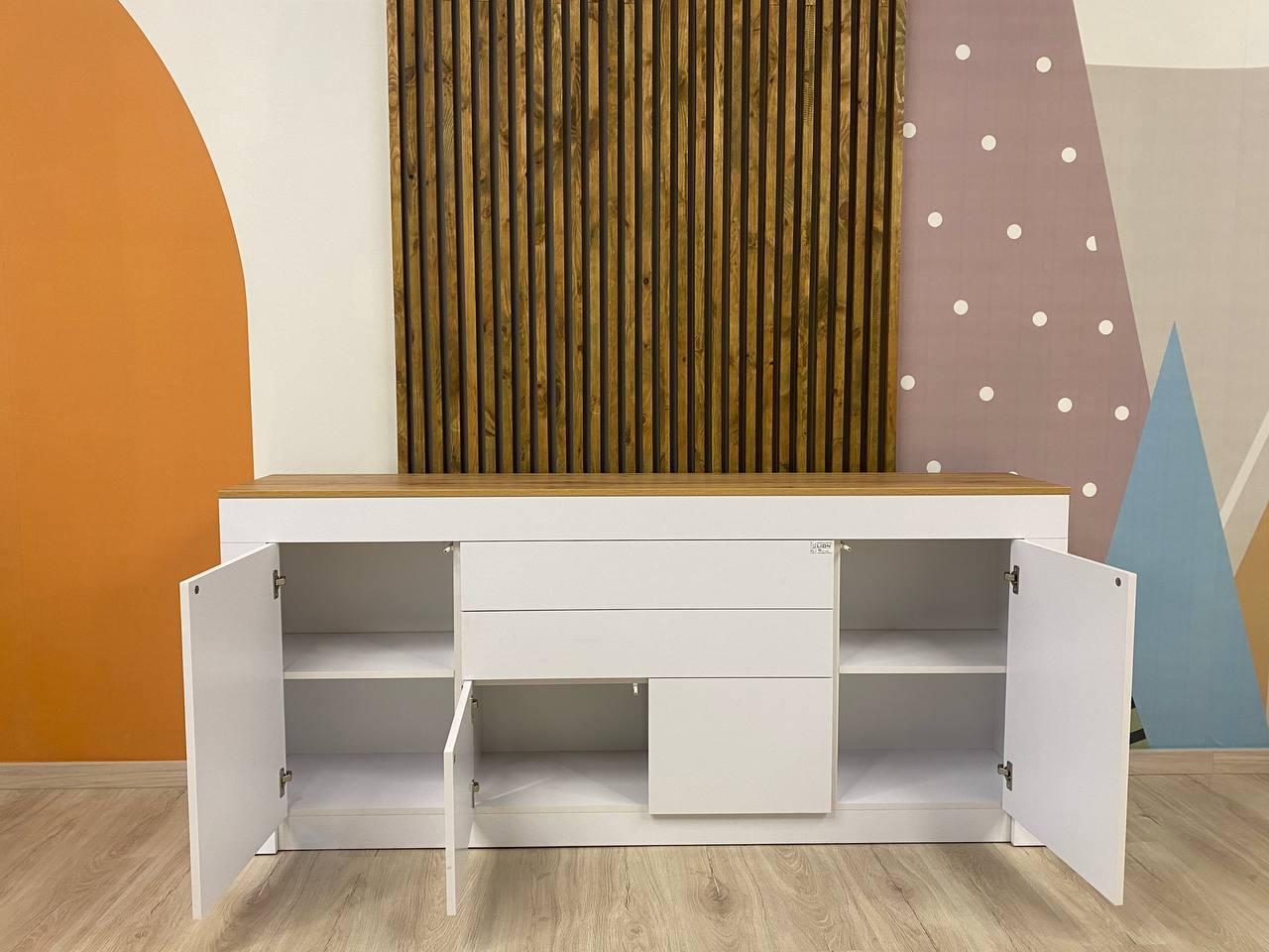 Комод з дверцятами та шухлядами без ручок Ларрі-2 1900x350x840 мм Білий/Дуб Аппалачі - фото 6