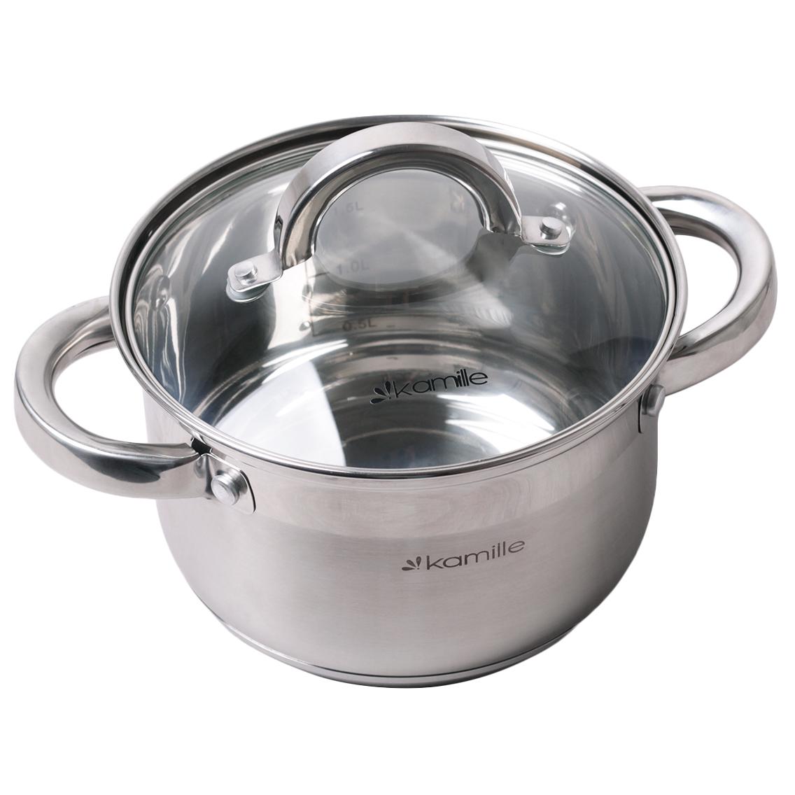 Кастрюля с крышкой Kamille KM-5618S 2,9 л Нержавеющая сталь (14382416)