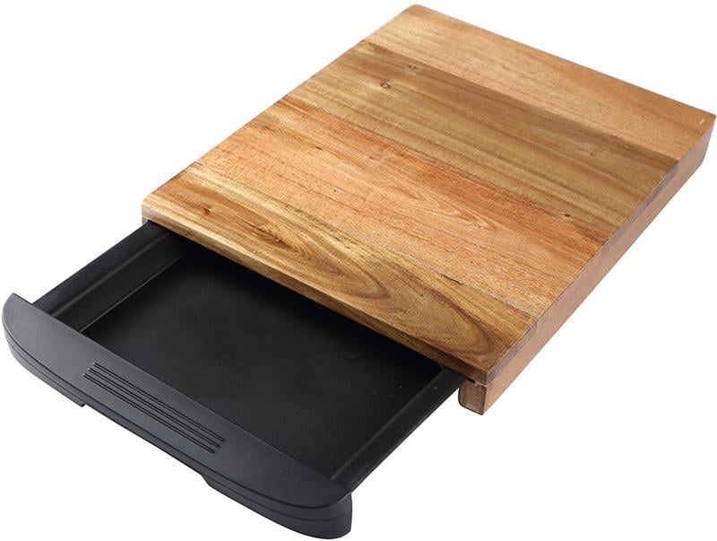 Доска деревянная Bergner Natural Life с пластиковым поддоном для продуктов 38х24,5х3,5 см (BG-4926)