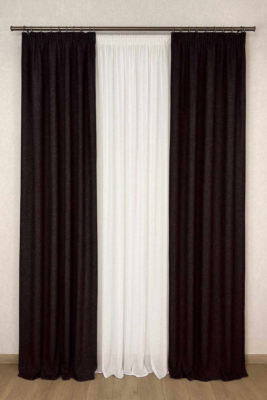 Комплект штор Лен-Рогожка 2 шт. 300x280 см Черный шоколад