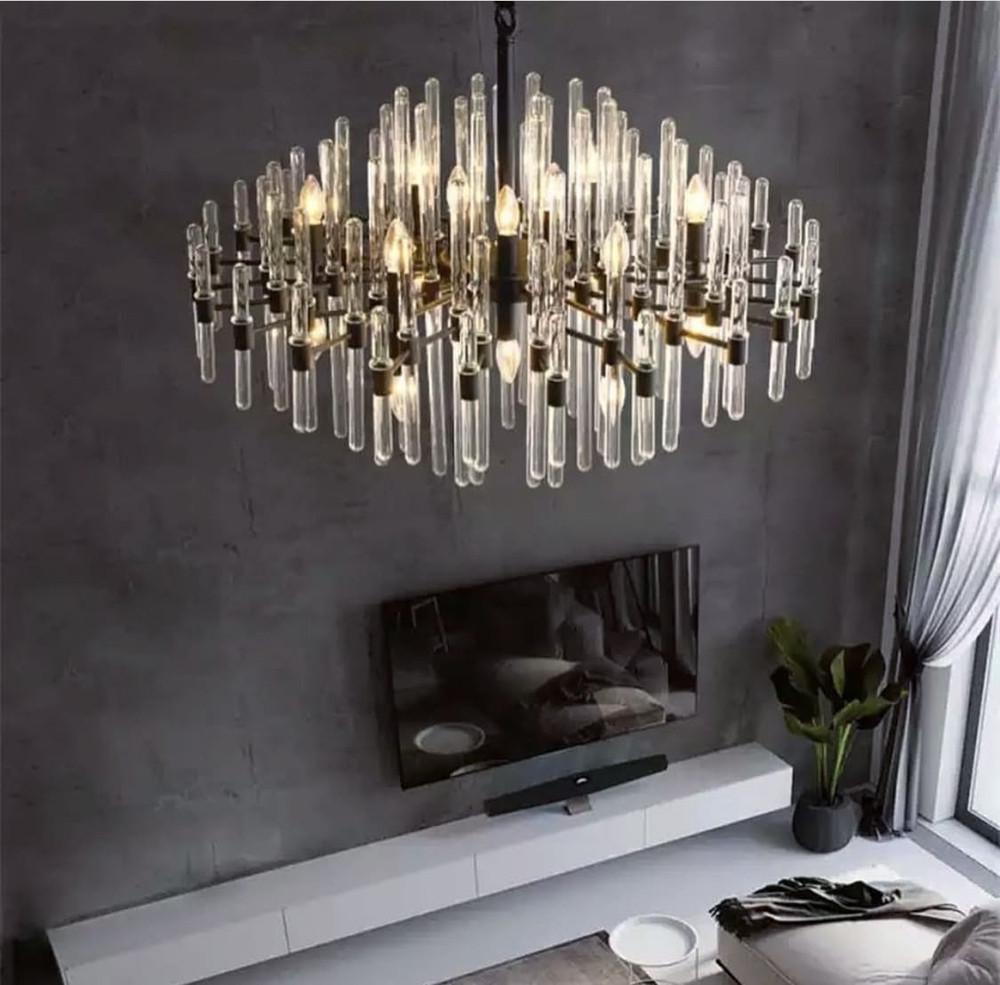 Люстра розкішна з скляними паличками 22 лампи Ø 100 см (MD 8073/22 BK) - фото 1