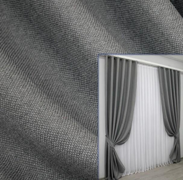 Комплект штор блекаут/лен/мешковина 1,5х2,75 м 2 шт. Серый (288ш) - фото 3 Комплект штор блекаут/лен/мешковина 1,5х2,75 м 2 шт. Серый (288ш) - фото 3
