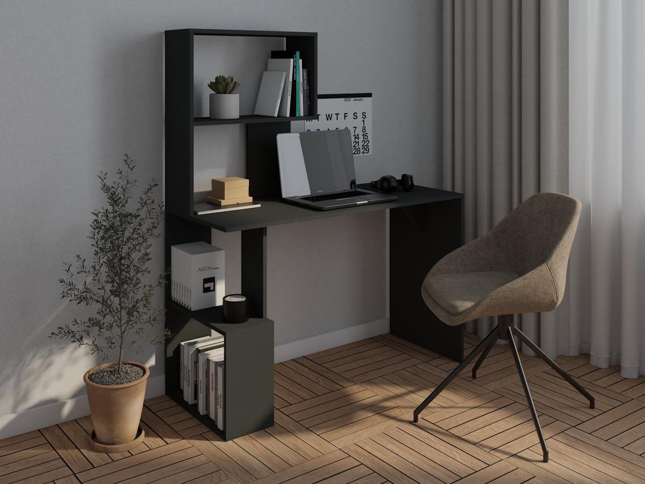 Компьютерный стол MebelProff КС-22 с надстройкой Антрацитовый (26437812) - фото 1 Компьютерный стол MebelProff КС-22 с надстройкой Антрацитовый (26437812) - фото 1