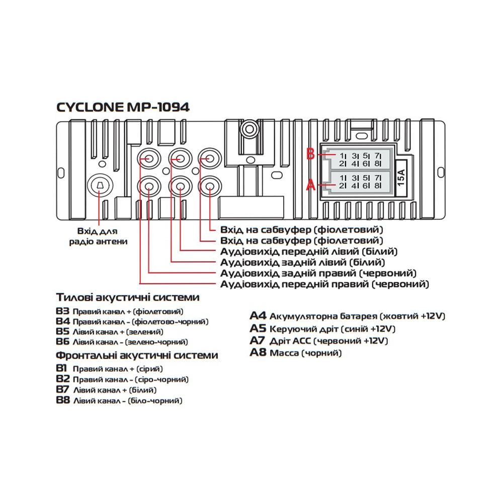 Автомагнітола CYCLONE MP-1094 1DIN (115799) - фото 4