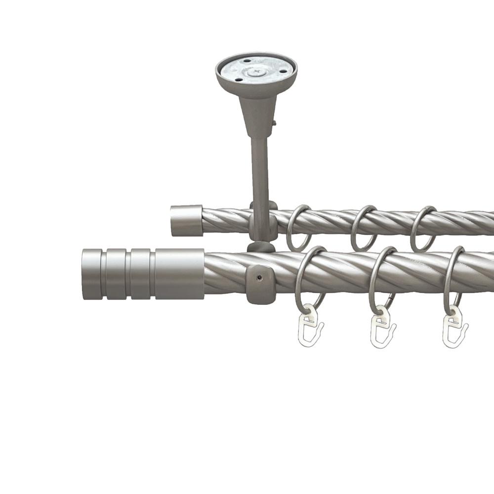 Карниз Orvit Модуло металевий дворядний відкритий до стелі скручена труба кільце металеве 25/16 мм 200 см Сатин (00-00026182)
