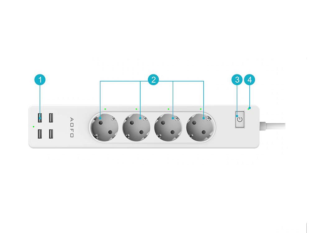 Умный Wi-Fi удлинитель 4 USB порта EU (1008-971-00) - фото 3