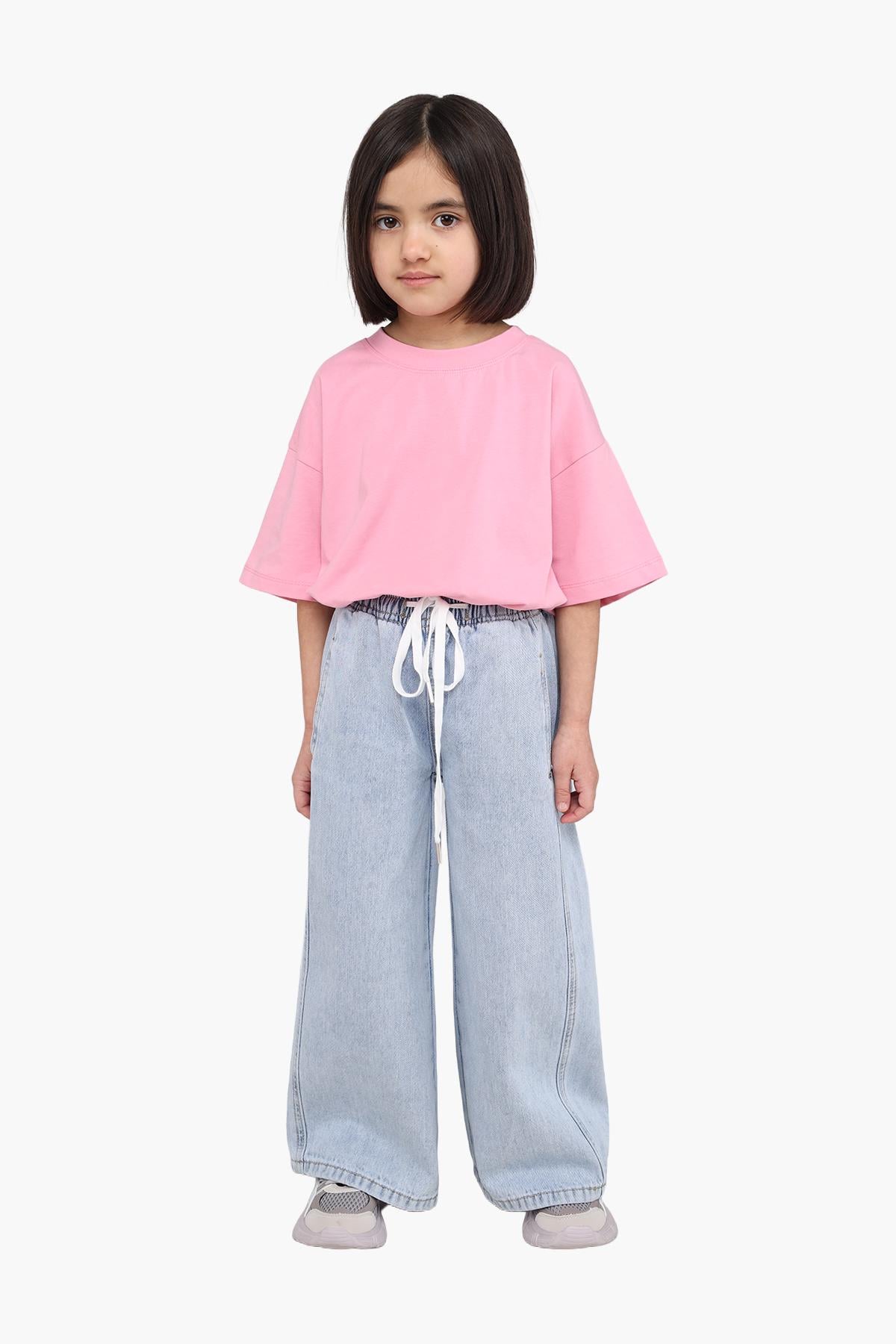 Джинси wide leg для дівчинки 122 см Блакитний (ЦБ -00290462)