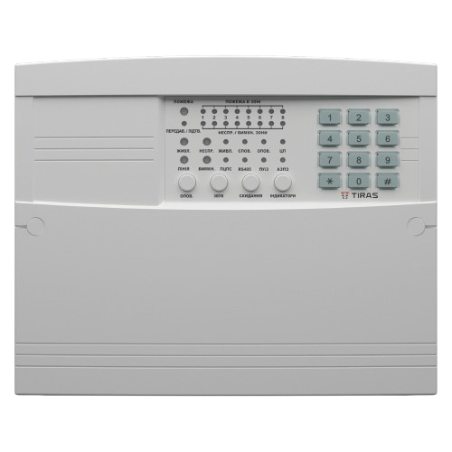 Прибор приемно-контрольный пожарный TIRAS ППКП 8 П 220V 30 ВА Серый (34965214)