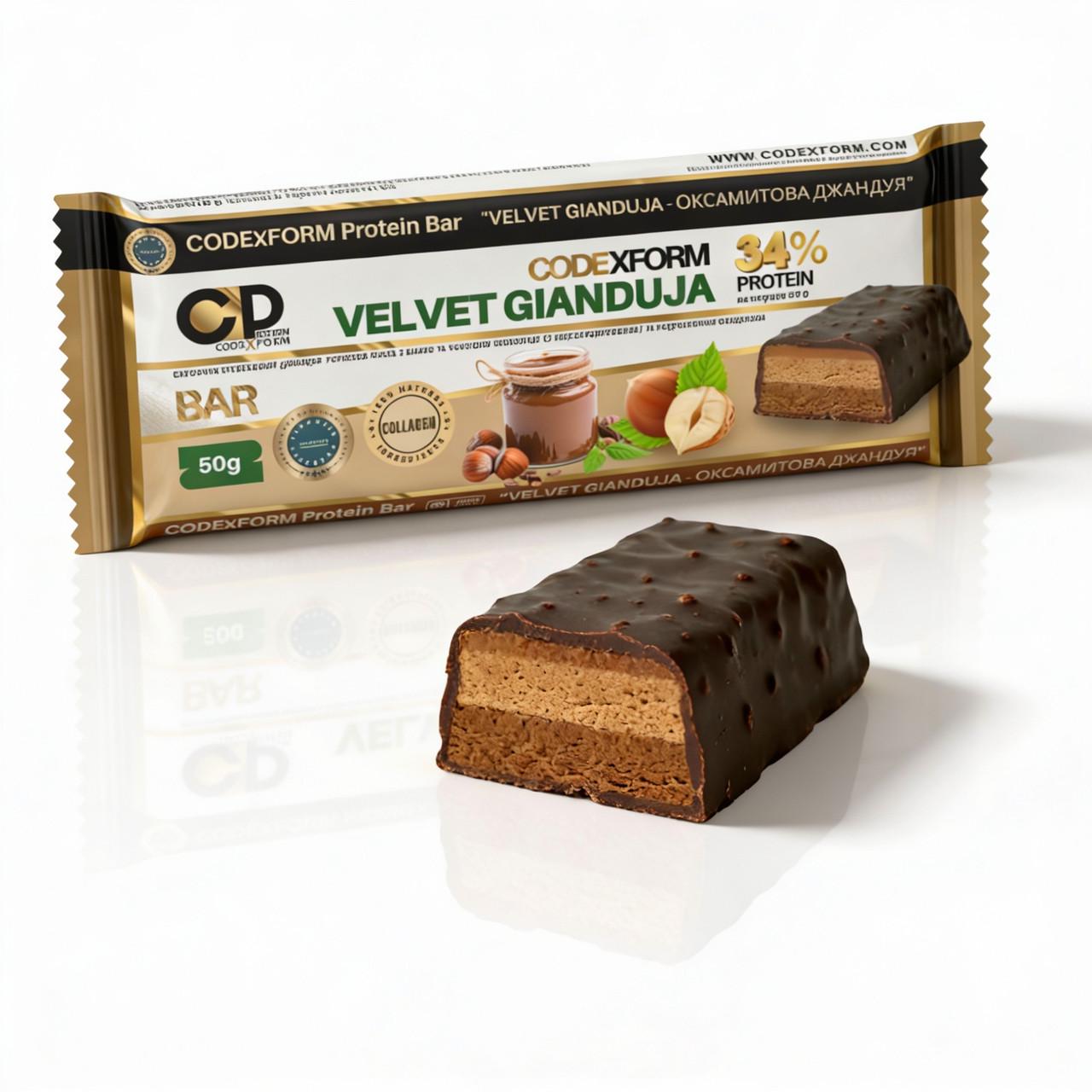Батончик протеиновый CODExFORM Velvet Gianduja без сахара 34% белка (2934805025) - фото 3