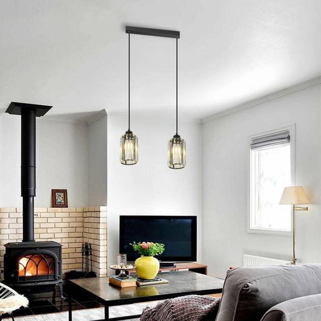 Подвесная люстра Valeso на два прозрачных плафона Е27 корпус IP20 GLD-20996-2-120х170 Черный (28685333) - фото 3 Подвесная люстра Valeso на два прозрачных плафона Е27 корпус IP20 GLD-20996-2-120х170 Черный (28685333) - фото 3