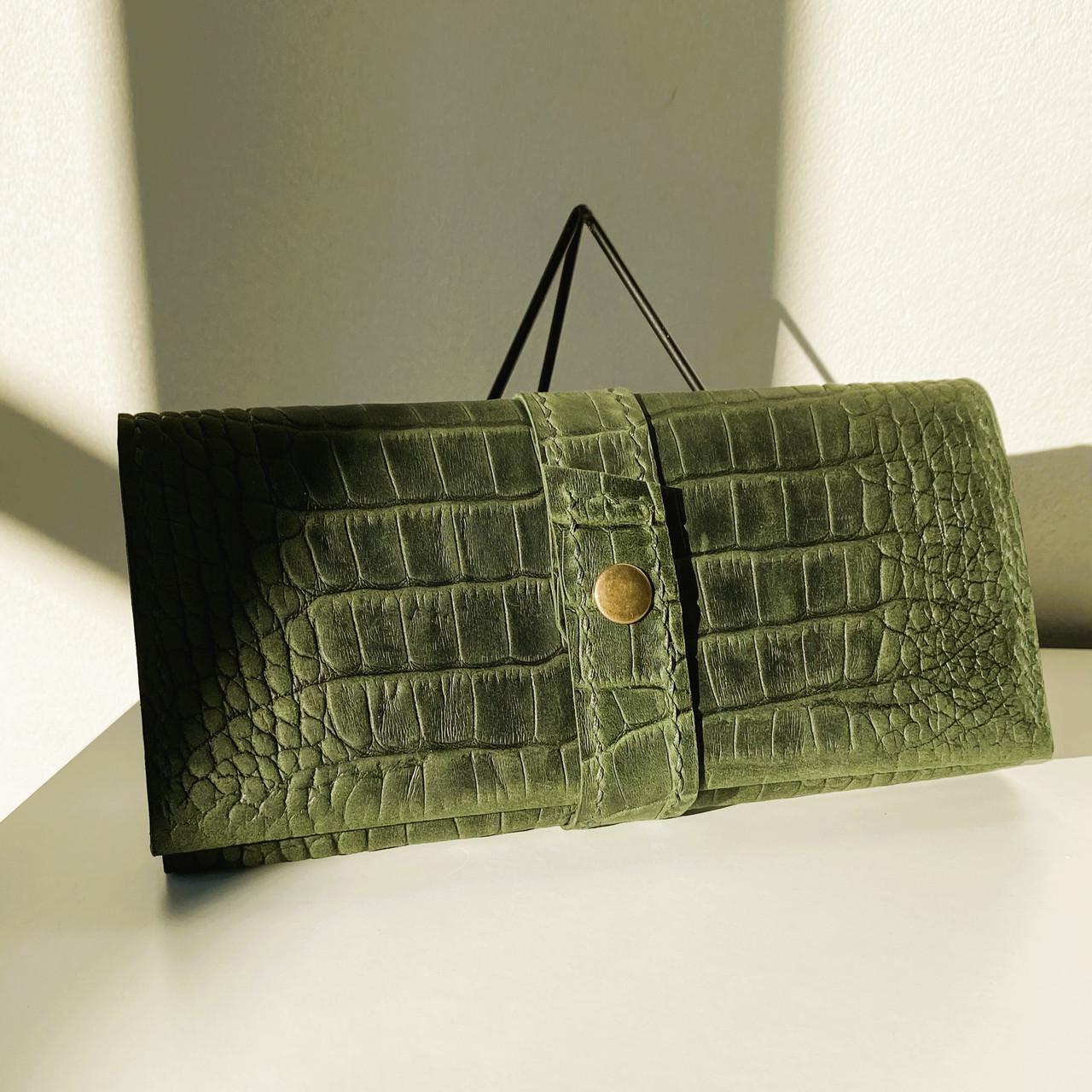 Кошелек женский Stedley leather Жаклин из натуральной кожи Зеленый кайман (30639175)