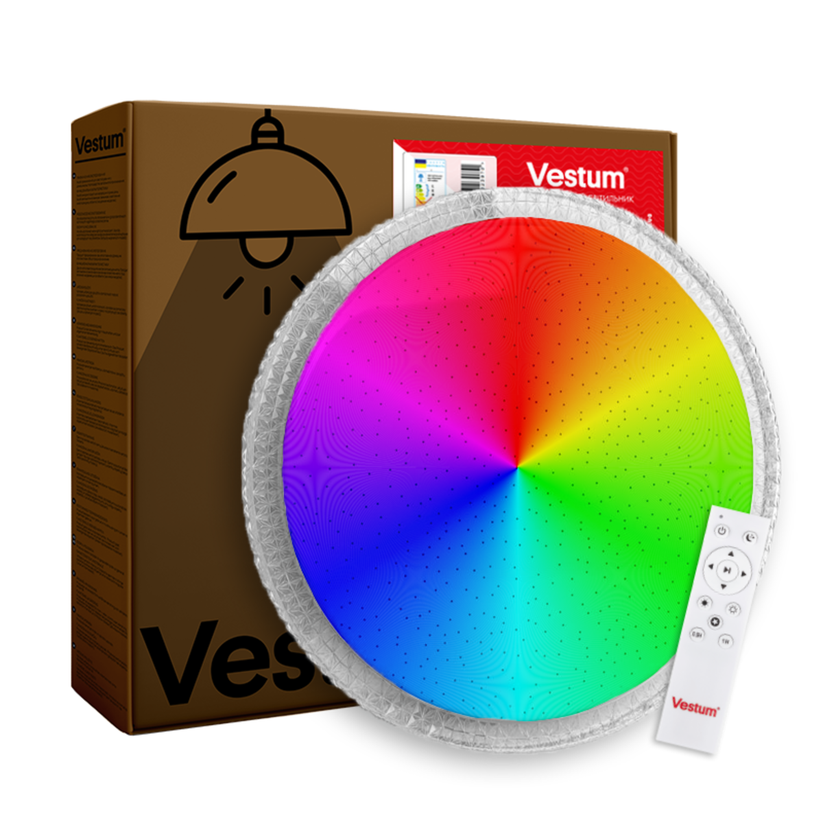 Потолочный светильник Vestum CRYSTAL звездное небо 60W 3000К-6500К RGB с ПУ 395х60 мм Потолочный светильник Vestum CRYSTAL звездное небо 60W 3000К-6500К RGB с ПУ 395х60 мм