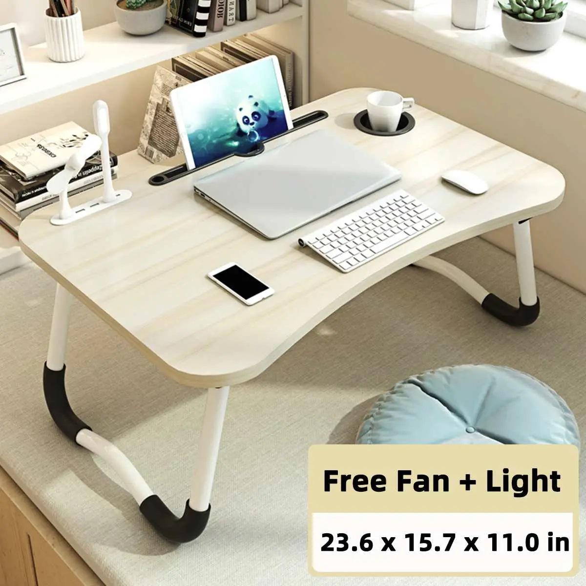 Підставка для ноутбука портативна з USB заряджанням ліхтариком та вентилятором Бежевий (43b5a9c4) - фото 2