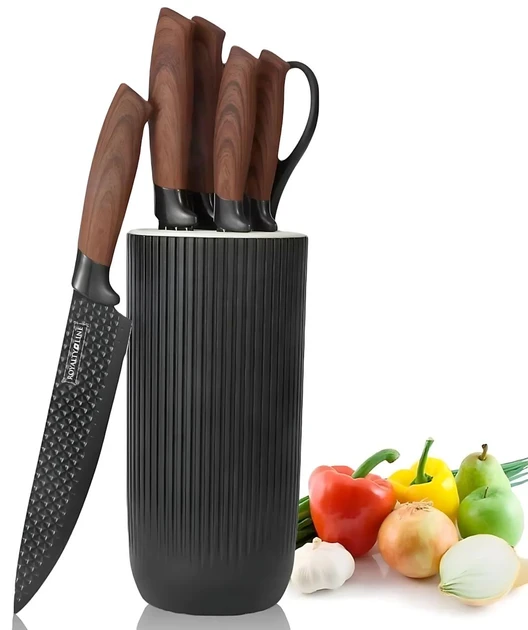 Набор кухонных ножей Royalty Line RL-DC07B 7 предметов с вращающейся подставкой нержавеющая сталь