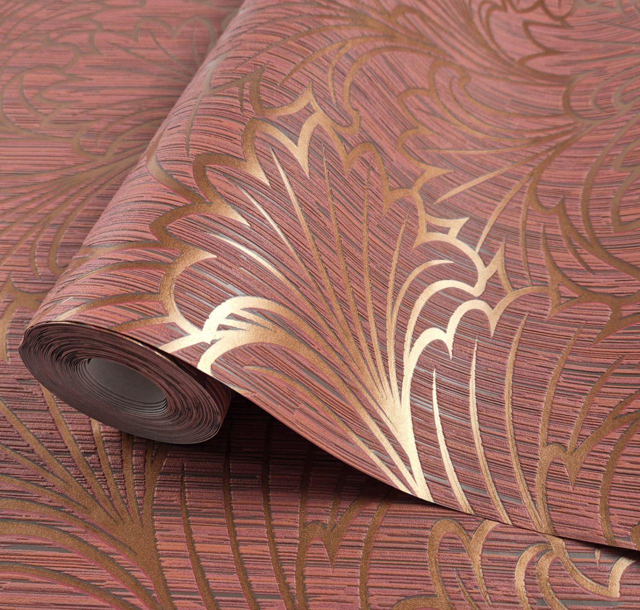 Обои виниловые на флизелине для спальни/гостиной/коридора Marburg 56915 0,53х10,05 м Терракотовый (2785922083)