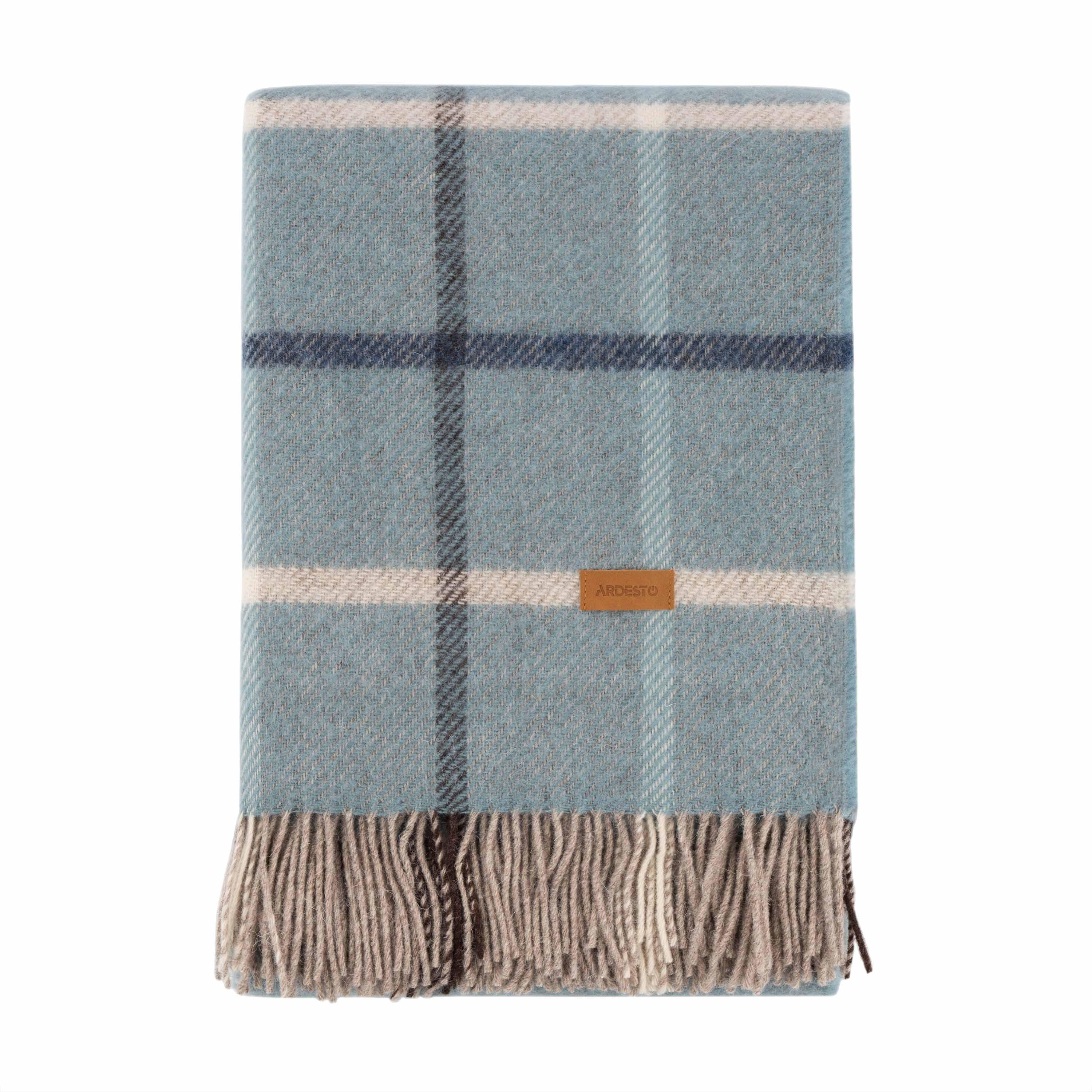 Плед Ardesto Leonardo Alpina клетка шерсть 140x200 см Голубой (ART0704LM)
