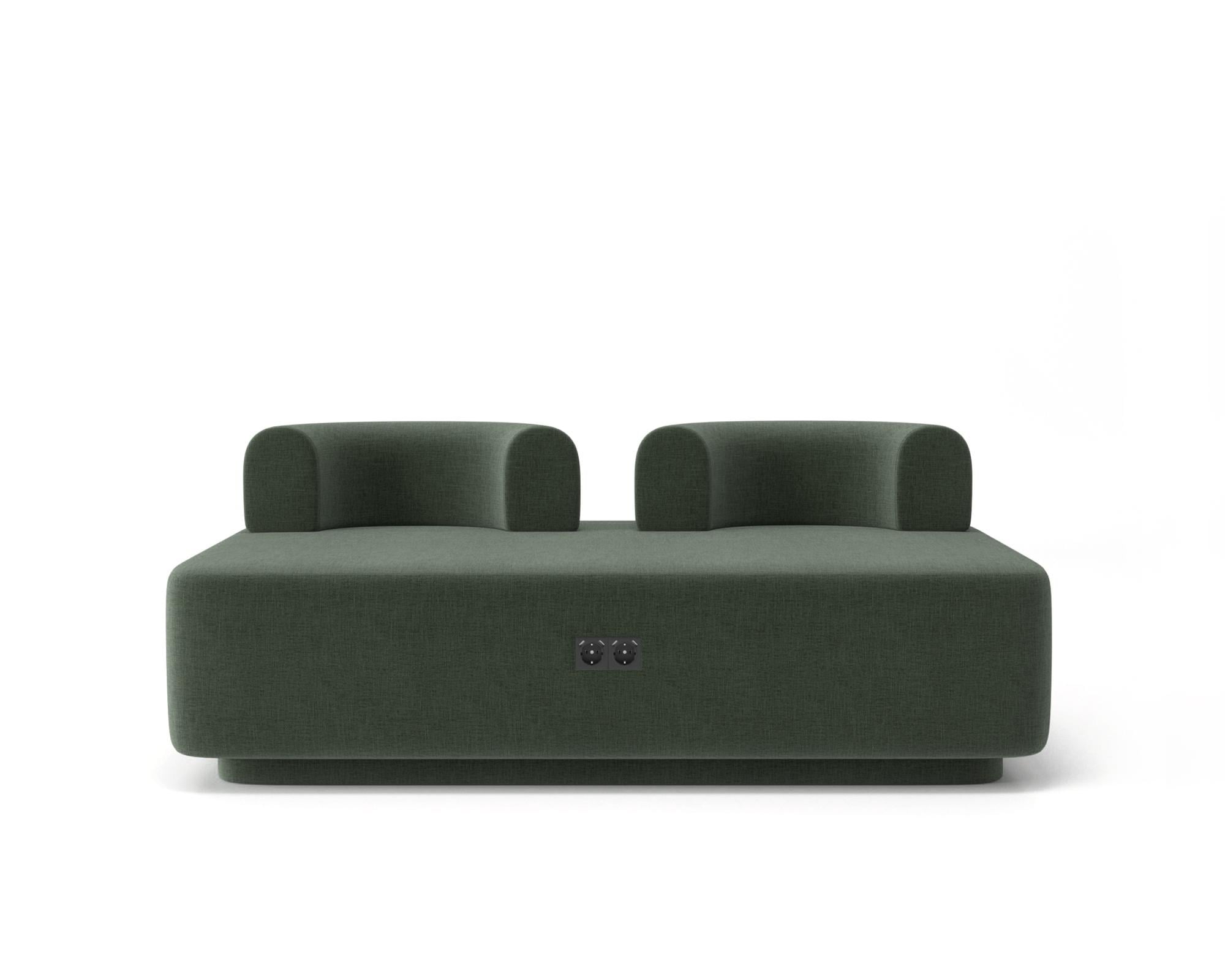 Диван модульный Plump со встроенной розеткой и зарядкой USB 160x80x65 см Зеленый (0025)