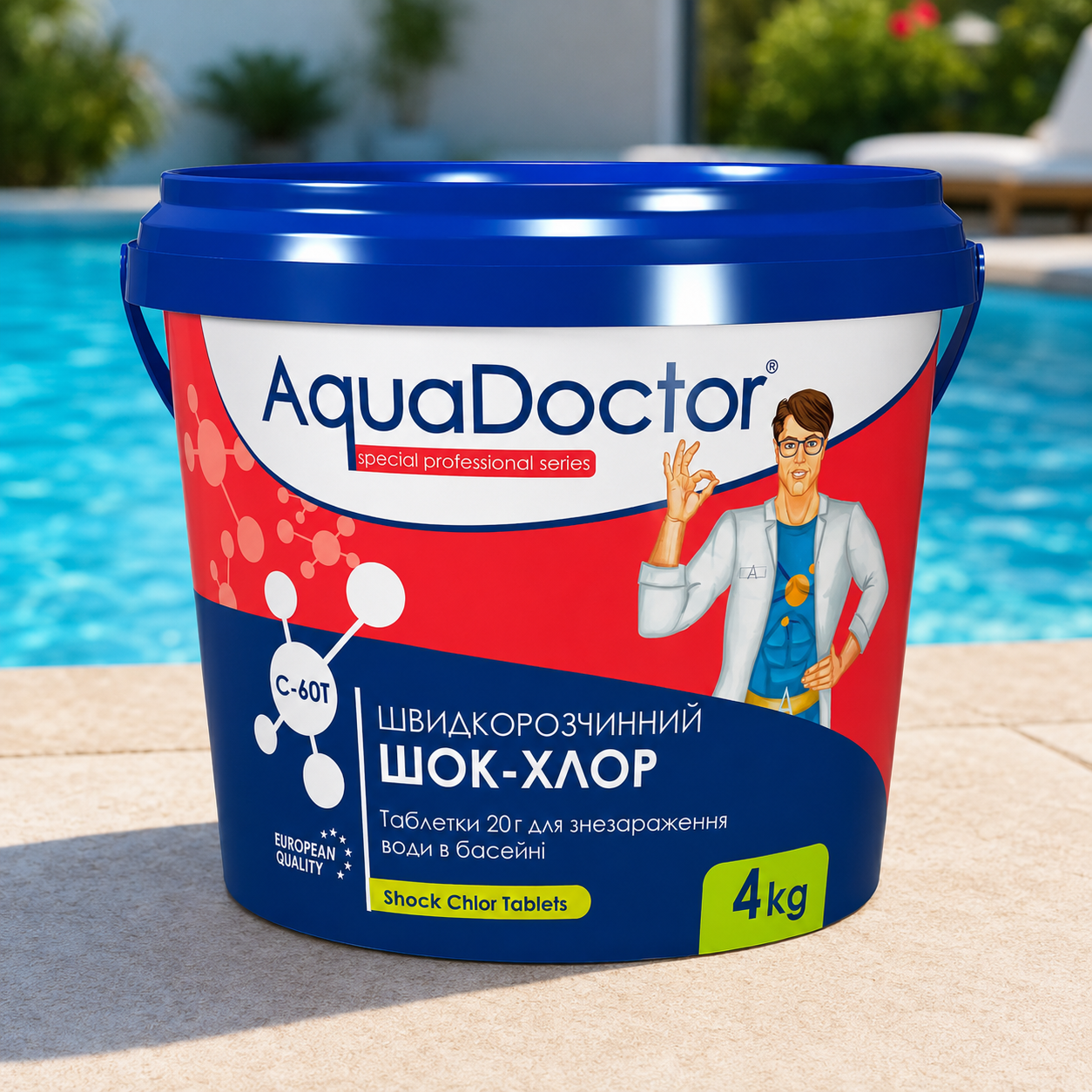 Средство дезинфицирующее Aquadoctor С60-Т хлор шок в таблетках 4 кг (174515)