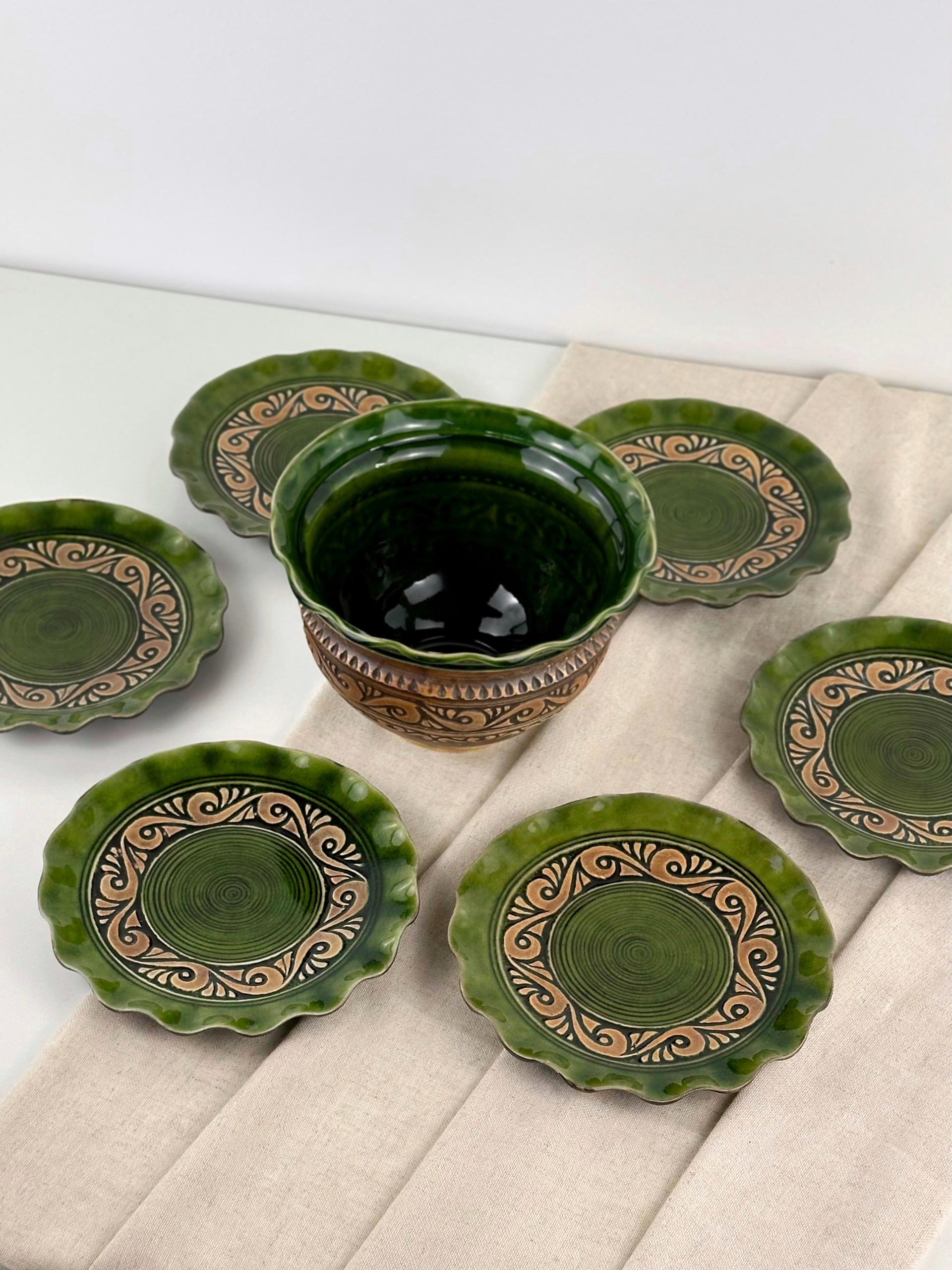 Набор глиняной посуды Рождественский для кутьи Гражда на 6 человек Коричневый (17019-38) - фото 9