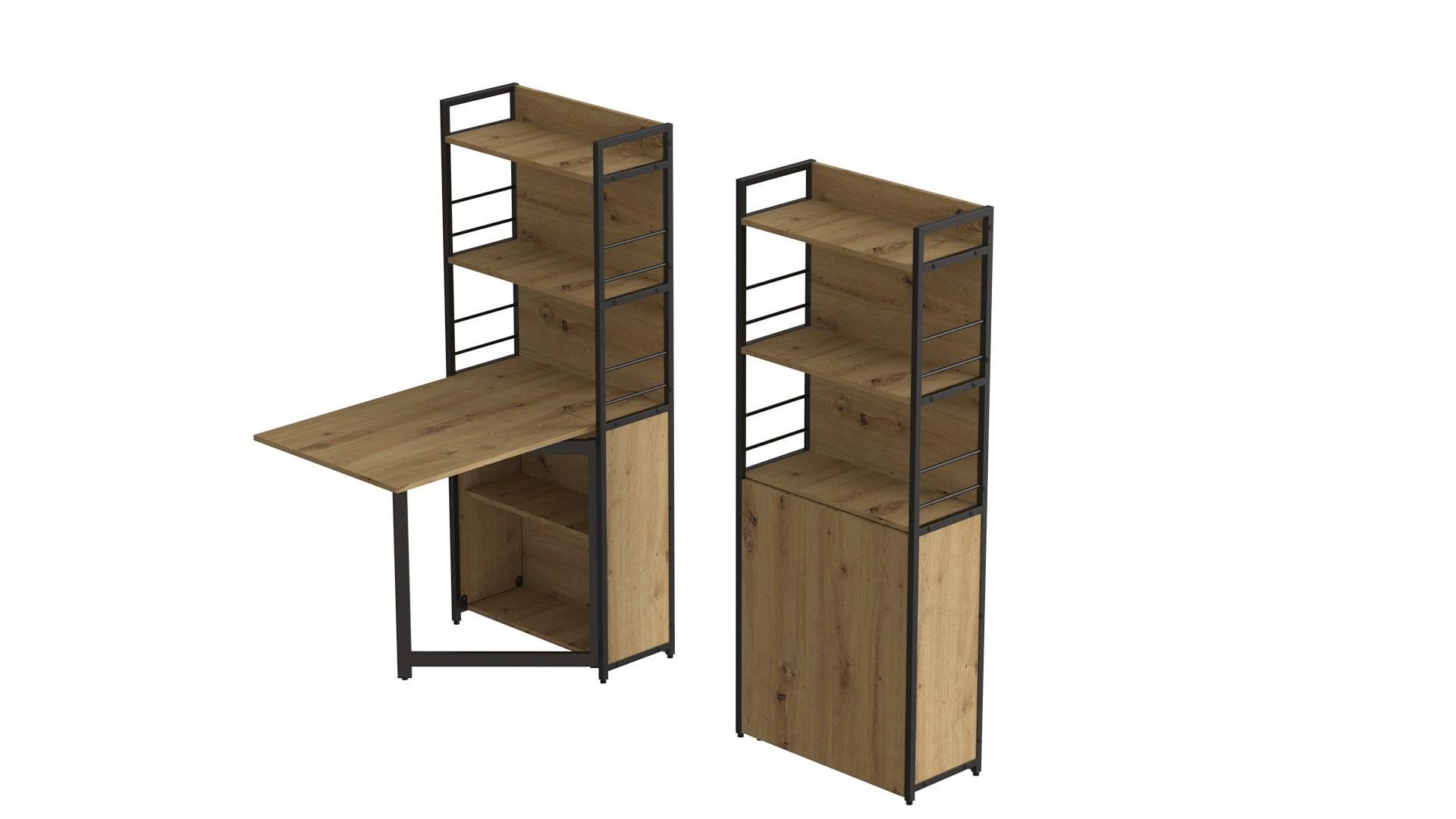 Стол книжка с этажеркой Ferrum-decor Практик 2 металл/ДСП 16 мм 1555x640x990 мм Черный/Дуб Артизан (FRD-104630) - фото 3 Стол книжка с этажеркой Ferrum-decor Практик 2 металл/ДСП 16 мм 1555x640x990 мм Черный/Дуб Артизан (FRD-104630) - фото 3