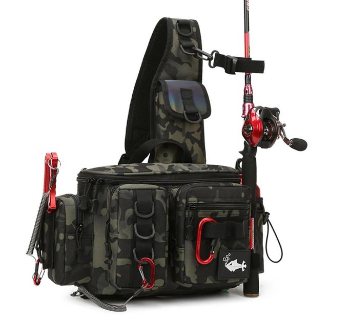 Сумка рибальська на плече 600D багатофункціональна водонепроникна з нейлону Хакі (2110202314) - фото 4 Сумка рибальська на плече 600D багатофункціональна водонепроникна з нейлону Хакі (2110202314) - фото 4