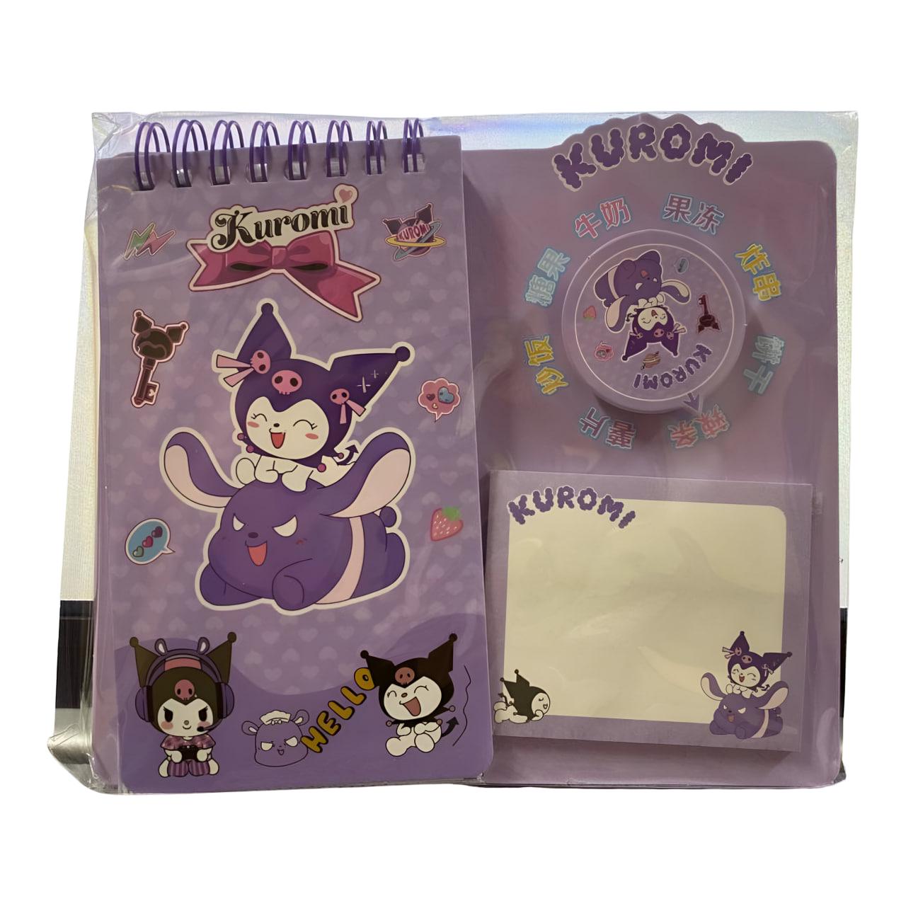 Блокнот Куромі із наліпками/стікерами для записів та тримачем для ручки Фіолетовий (25-SS197)
