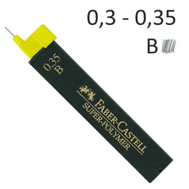 Грифелі для механічного олівця Faber-Castell SUPER-POLYMER, 0,3 мм. B, (120301)